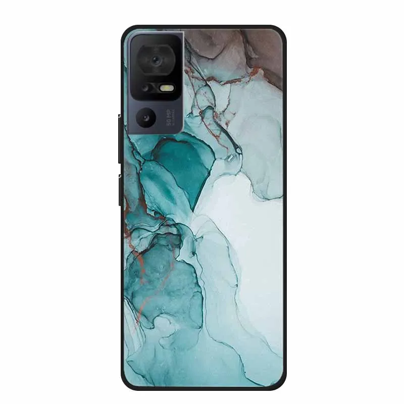 Luxury Silicone Protective Soft Phone Case with Marble Art Design in Vibrant Colors