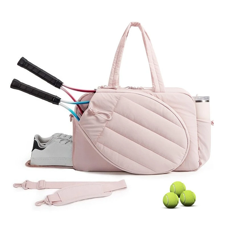 Tennis Racket Bag Large Capacity Adjustable Shoe Bag Multiple Storage Areas, Solid Color Handheld Tennis Sports Fitness Bag