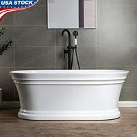 59" Acrylic Bathtub with Non-Slip Design High Gloss White Finish and 53 Gallon Capacity 1