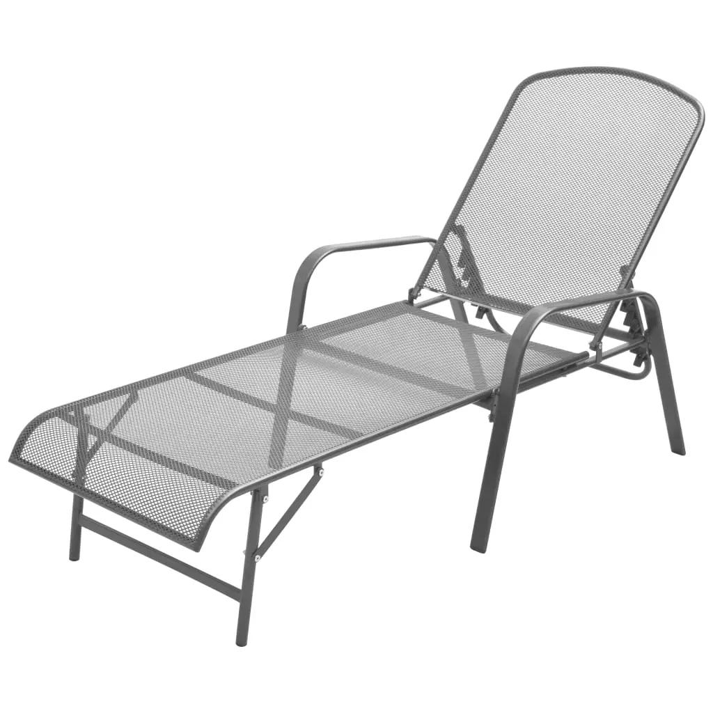 Sun Lounger, Steel Garden Recliner Chair, Patio Furniture Anthracite 66 x (154-183) x (65-103) cm