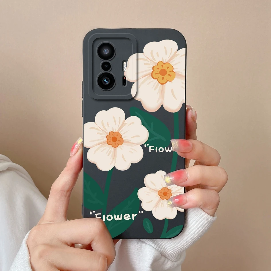 Fashion Design Matte Liquid Silicone Case with Screen Protector for Xiaomi 11T Pro - Sweet Girls Collection