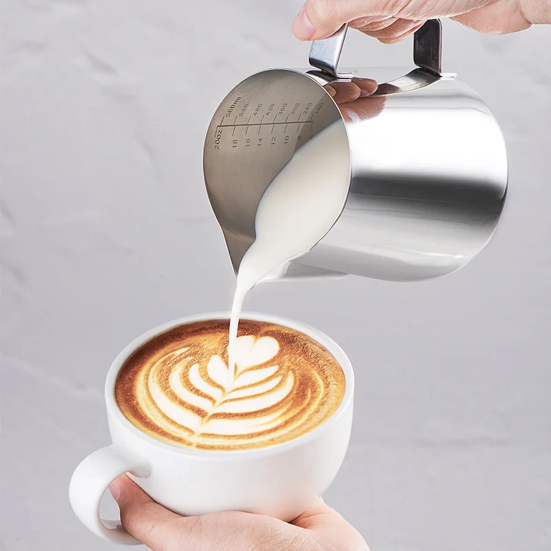 Milk Frothing Jug Stainless Steel Milk Frothing Jug Coffee Latte Art Measurement Jug Espresso Barista Tool