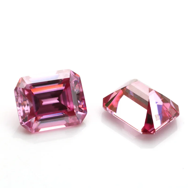 Emerald Cut  synthetic Gemstone  with GRA Certificate Pink Color Moissanite Stone Wholesale for DIY Jewelry Ring Necklace  Make