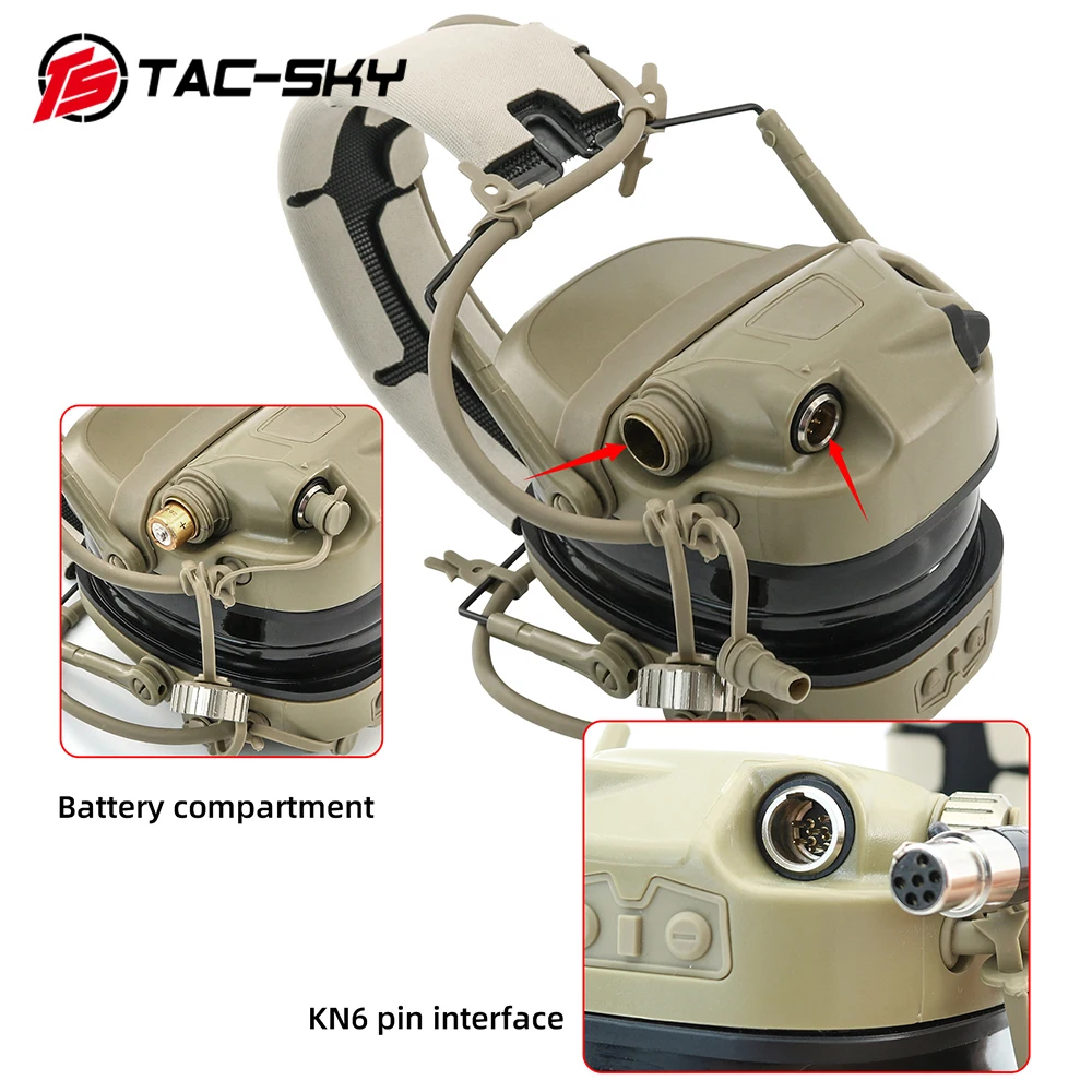 TS TAC-SKY AMP Tactical New Digital Dual DPS Tactical Headset Communication Tactical Upgrade Equipment with Kenwood Plug V2 PTT