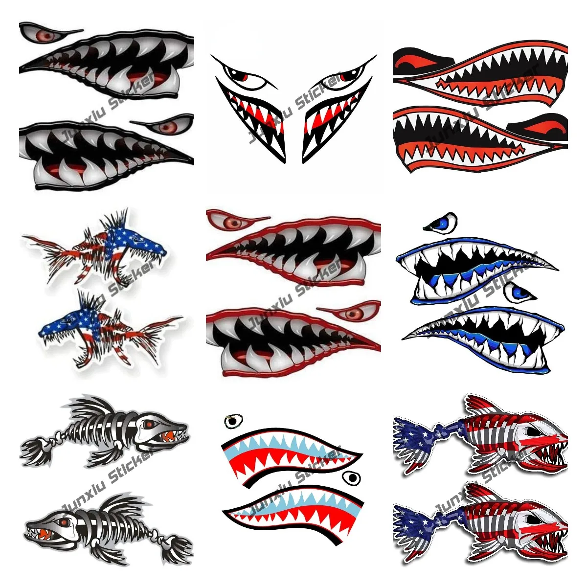 Wall Art Warhawk Shark Tiger Sticker Accessori Grafici Divertenti Per Auto Kayak Canoa Barca Da Pesca Camion Ocean Boat Decoration