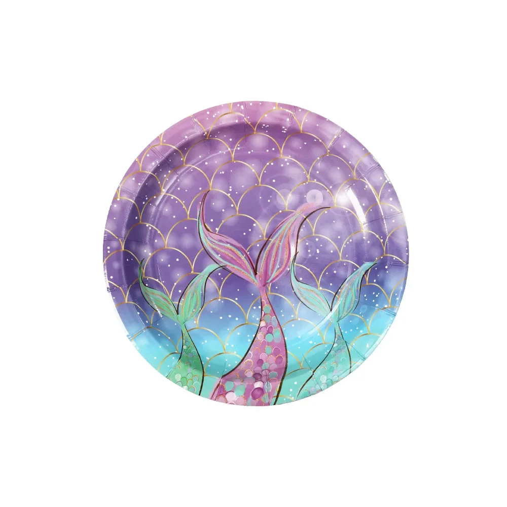 Mermaid Birthday Decorations Girl Disposable Paper Plates Cups Napkins Plastic