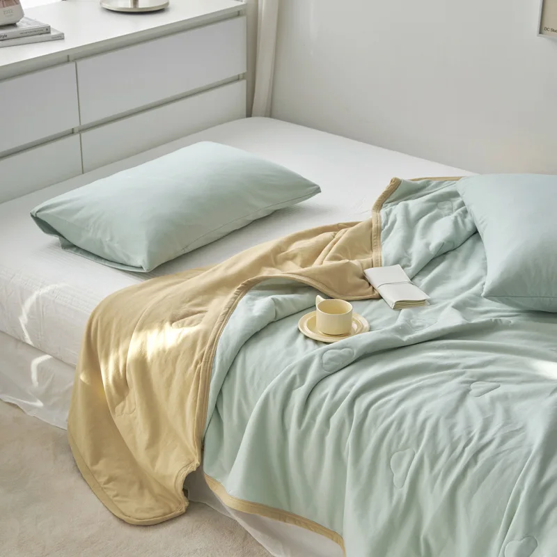 

Blanket A Maternal and Baby Grade Pure Cotton Simple Color Matching Knitted Cotton Machine Washable Cotton Summer Throw Blanket