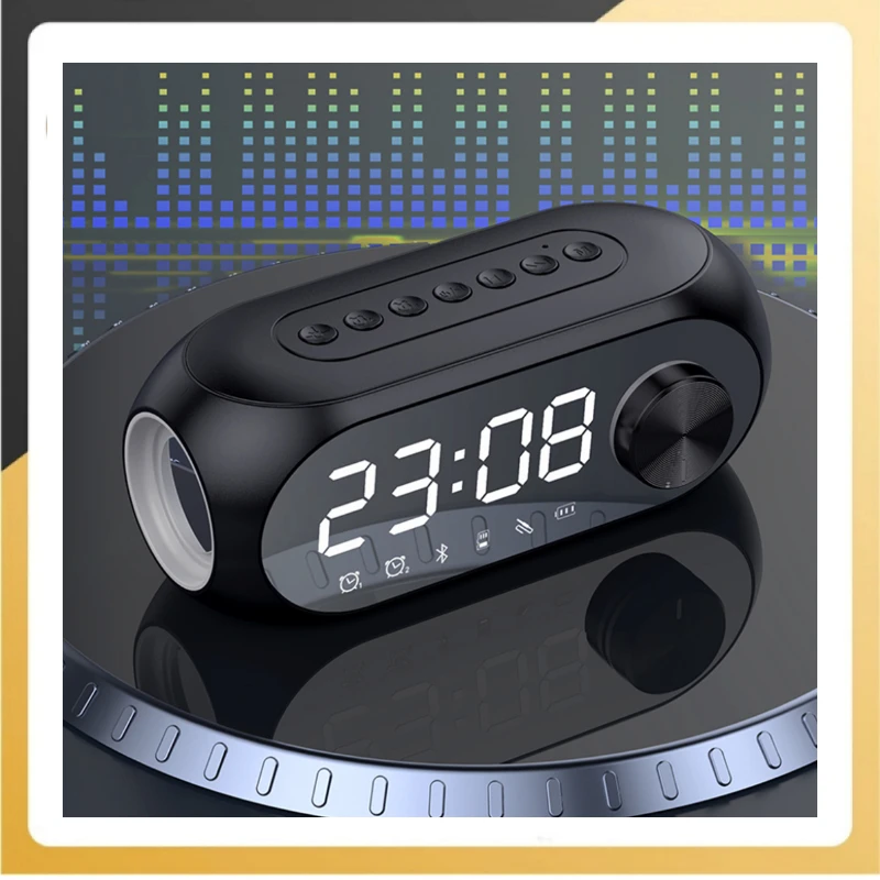 S8 Dual Speaker Wireless Bluetooth Speaker Multifunctional Alarm Clock Audio With FM & Call Assembly 3D Stereo Surround Effects