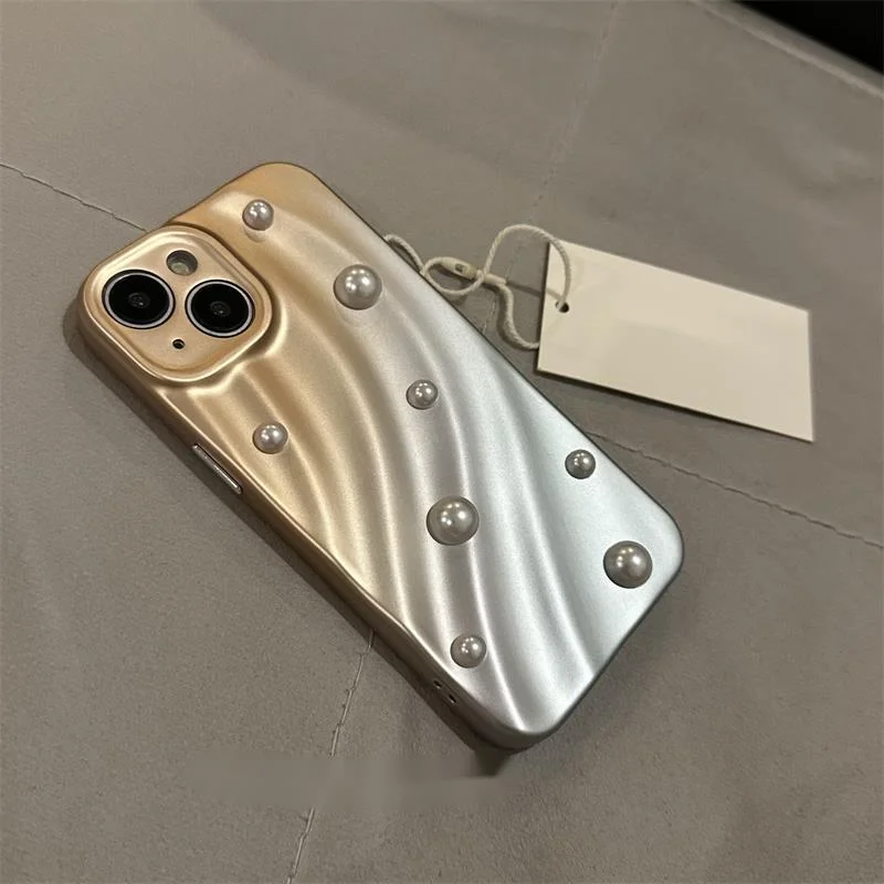 Faltige Perle Mädchen Herz Herbst/Winter Luxus Geeignet für iPhone 15 Telefon Fall 14 Pro Personalisierte 12 Vielseitig 11/13_voghion.com