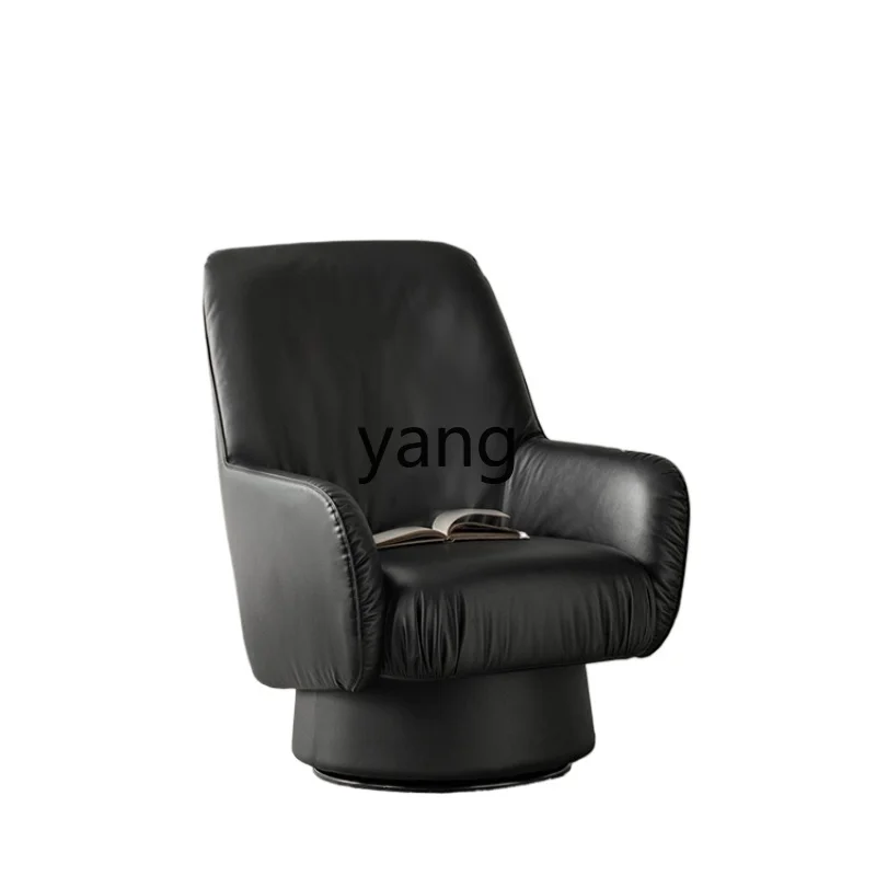 

Yjq Rotating Couch Black Leather Single Leisure Chair Living Room 360 Degrees Lazy Bone Chair Designer Model