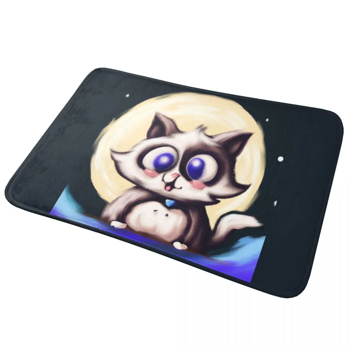 

Cute Cat With Moon Doormat Anti-skid Super Absorbent Bathroom Floor Mats Home Entrance Rugs Living Room Carpet Hallway Footpad