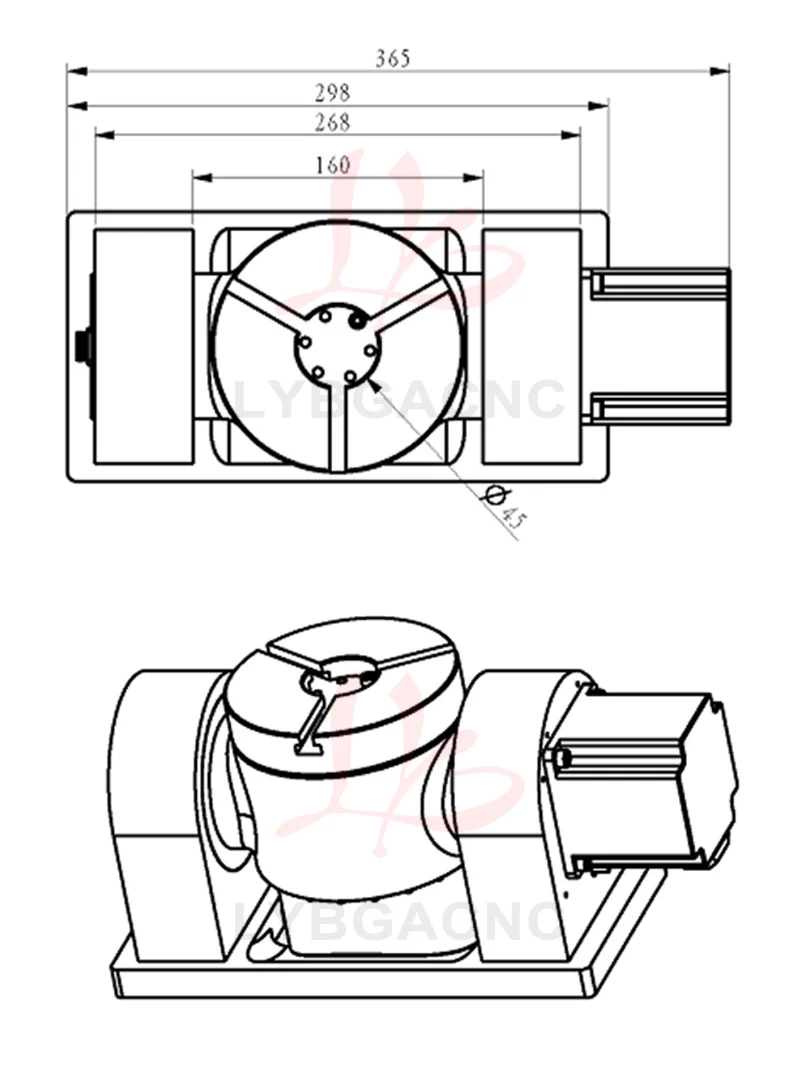 CNC 밀링 머신용 CNC 회전축 맞춤형 25-50 고조파 제어 박스 작업대 φ139mm CNC 회전축
