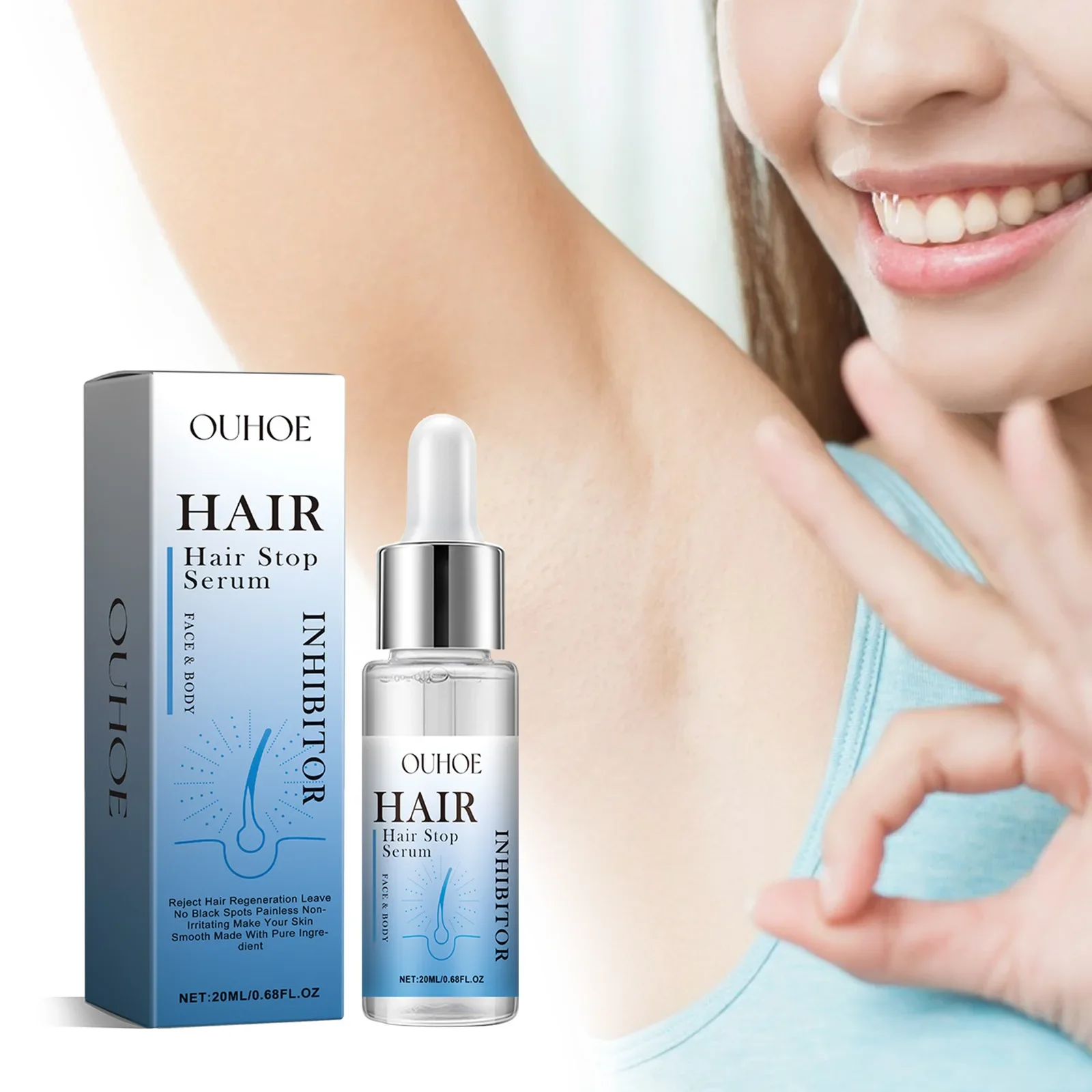 Permanent Hair Inhibiting Serum Stop Hair Growth Body Underarm Legs Arms Moisturize Whitening Powerful Painless Depilatory hair growth removal inhibitor