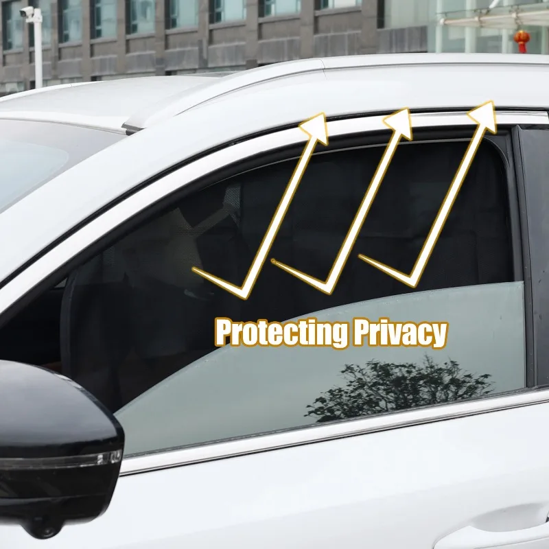 Tenda magnetica per lunotto anteriore posteriore Tenda estiva per finestrino laterale per auto con foro piccolo Protezione UV Parasole in rete automatica in vetro laterale - immagine 5