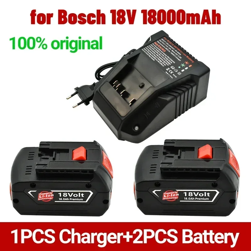 

18V Battery 18Ah for Bosch Electric Drill 18V Rechargeable Li-ion Battery BAT609 BAT609G BAT618 BAT618G BAT614 + 1Charger