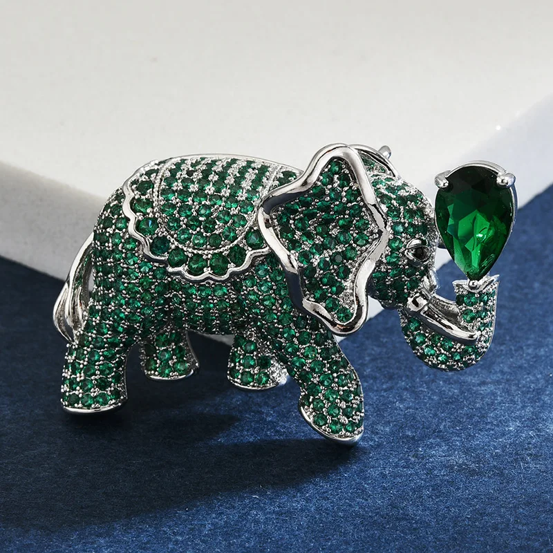 New Woman  Art Micro Pave CZ Elephant Animal  Zircon Crystal Gifts