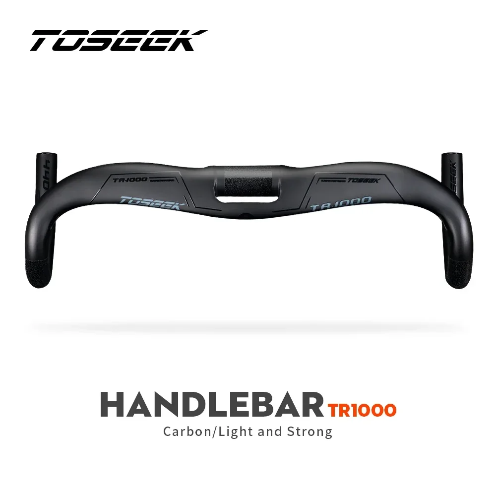 TOSEEK Road Bike Handlebar Full Carbon Drop Bar Black Highlight 400/420/440mm Stem Clamp Diameter 31.8mm