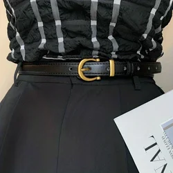 Vintage-Inspired Retro Thin Belt - 100cm (Black Y043-1)