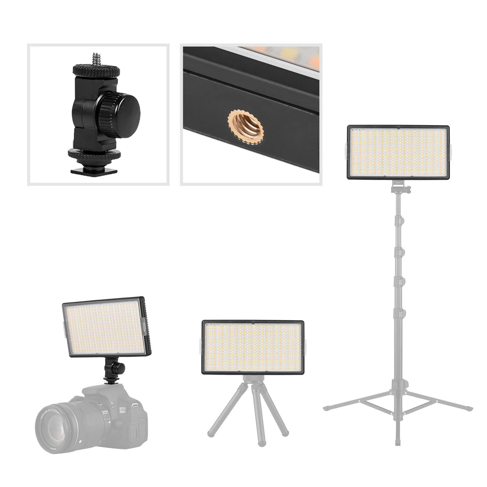 LED-416 LED Video Light Professional On-Camera Photography Light Panel 416PCS Bright Beads Adjustable Bi-Color Temperature fill light led par light
