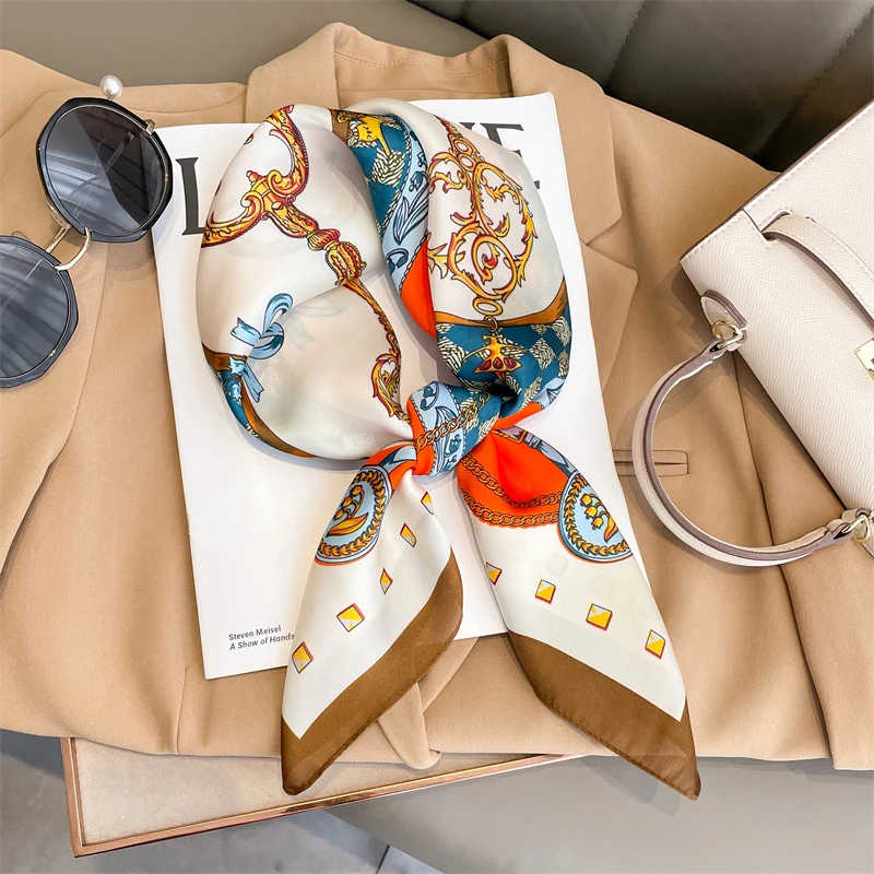 Luxury Silk Head Scarf - Soft Summer Foulard Bandana for Women