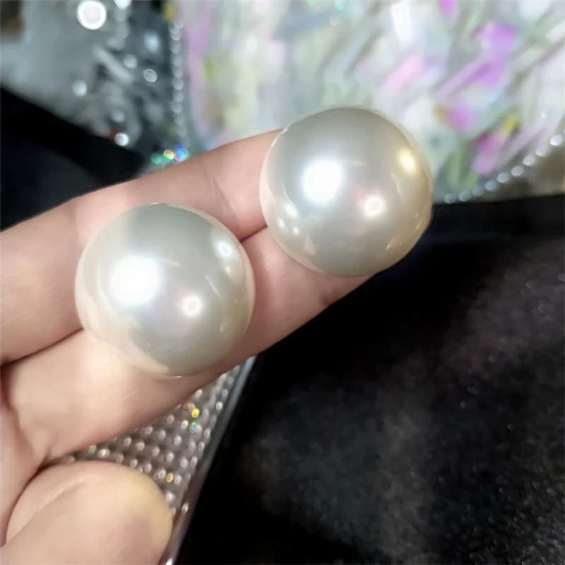 Trend 2.0CM Big Imitation Pearl Round Stud Earrings