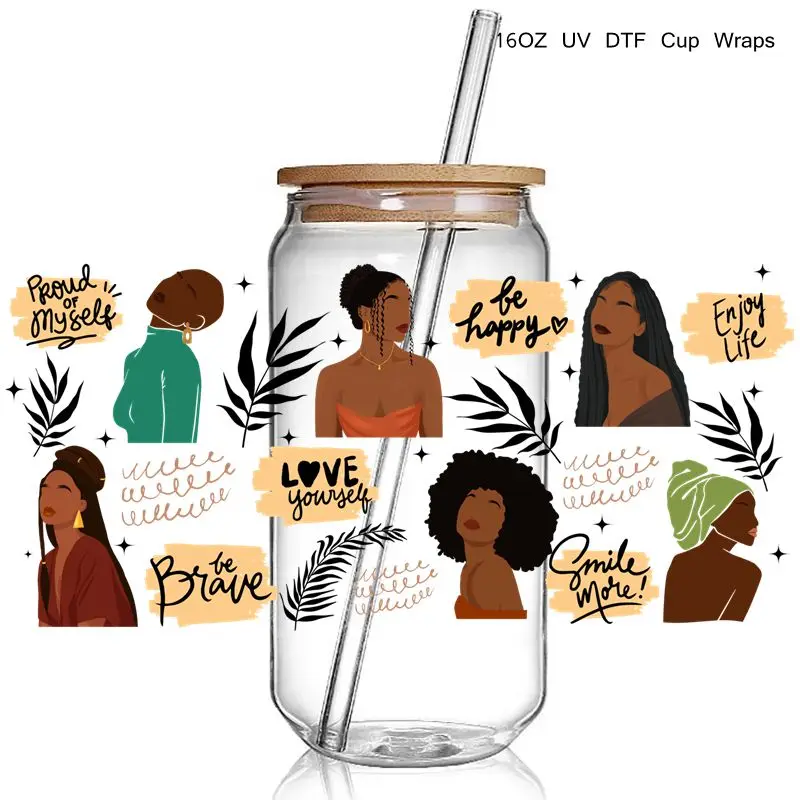 ​ ​ 16+ Beautiful I am the StormDesign print 3D UV DTF Cup Wraps stickers Black Girl Affirmation UV Wraps Transf for Glass Cup