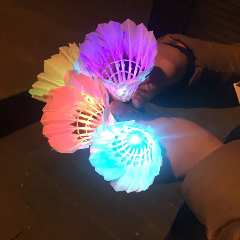 LED Badminton Ball Glowing Light Up Plastic Badminton Shuttlecocks Colorful Lighting Balls Sports Training In/Outdoor Game 4pcs
