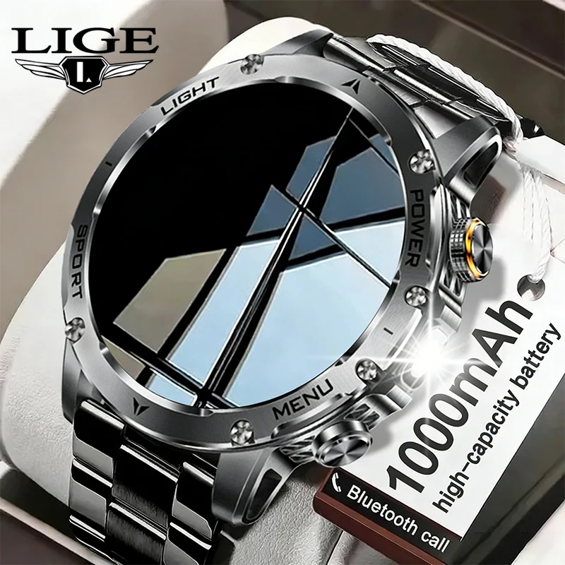 2026 New GPS Outdoor Sports Smart Watch Men AMOLED Screen LED Flashlight Heart rate Waterproof Bluetooth Call 1000mAh SmartWatch 1