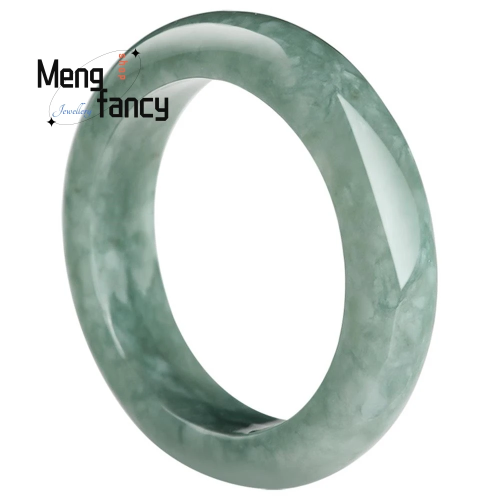 Natural Jadeite Ice Seed Ring Jade Luxury Fashion Fine Jewelry Couple Promise Eternity Charms Men Women Girlfriend Holiday Gifts