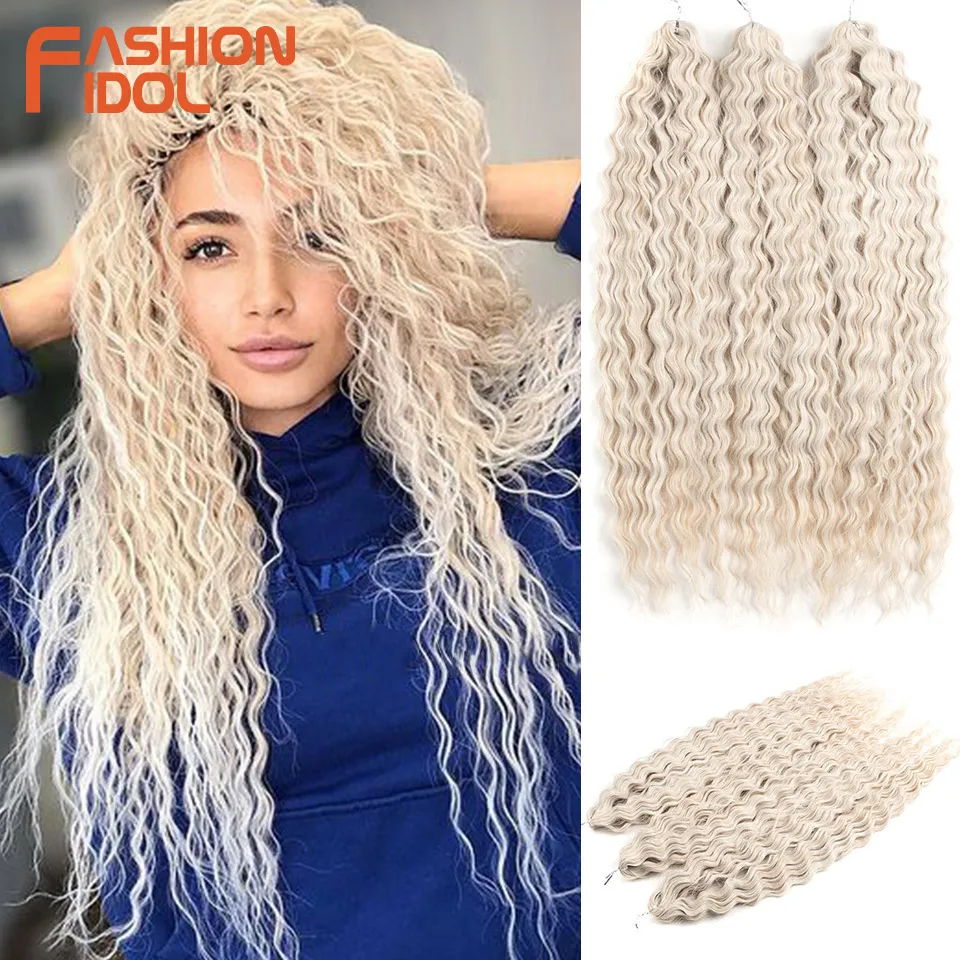 Hair Extensions Fashion Idol Ariel Twist Crochet Synthetic 22 Inch 300g 3 Bundles Water Wave Ombre Blonde Braid Curly