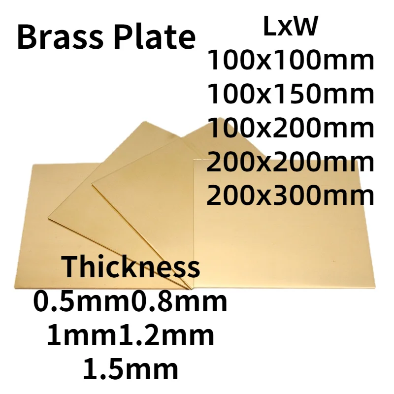 

H62 Brass Sheet Thickness 0.5/0.8/1/2/3/4/5 300x300mm Plate Laser Cutting CNC Frame Model Mould DIY Contruction Pad