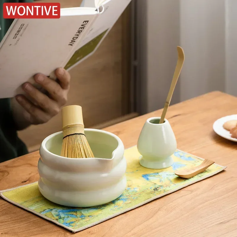 Handmade Matcha Tea Set Tool Stand Kit Bowl Whisk Scoop 4-7pcs