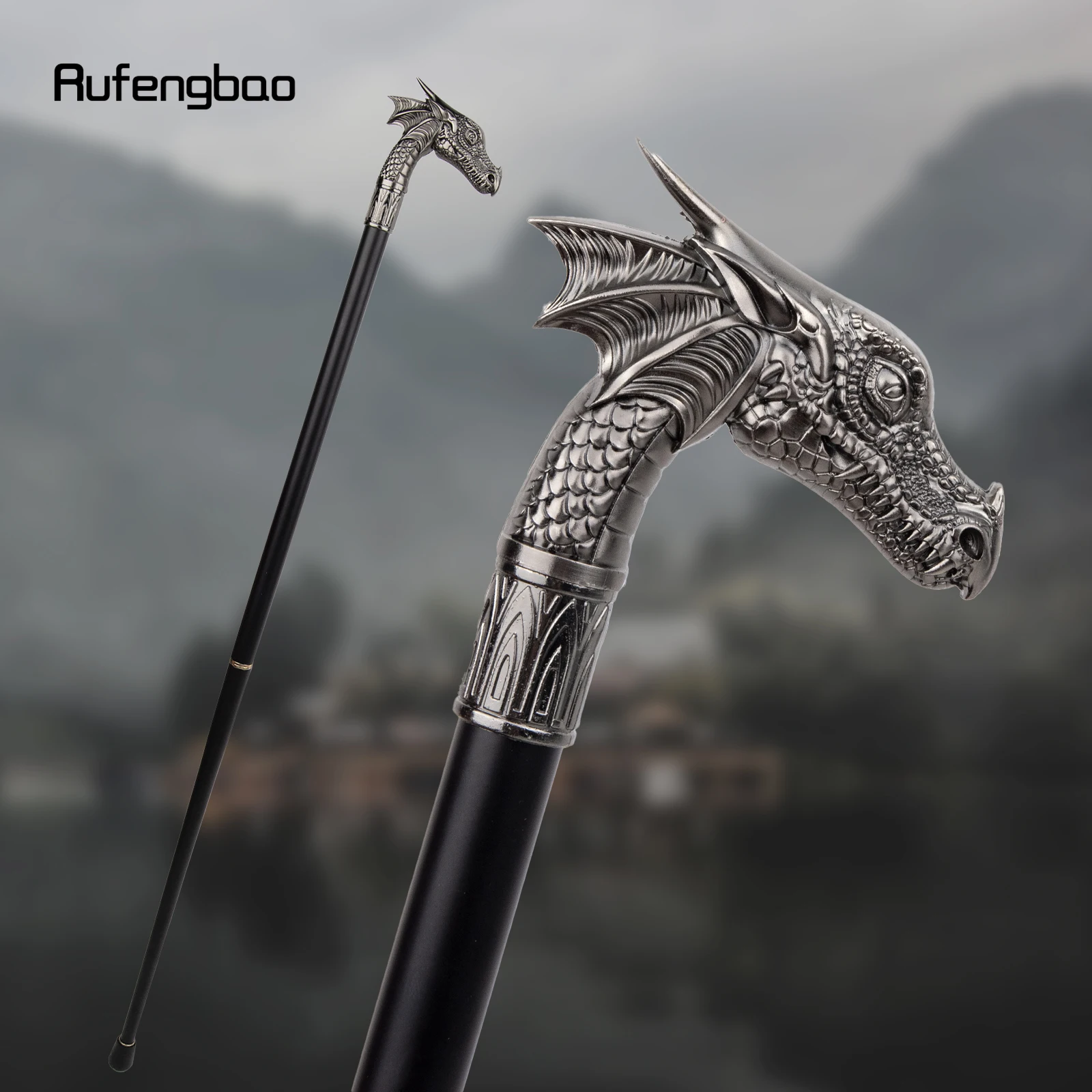 Silver Dragon Head Fashion Walking Stick Decorative Walking Cane