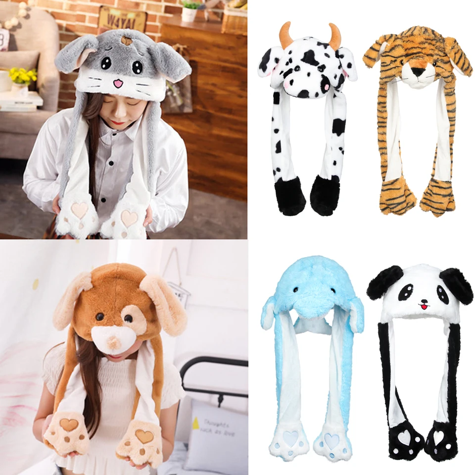 Bonnet Oreilles Qui Bougent Ours Polaire Chapeau D'Hiver Mobile Oreille