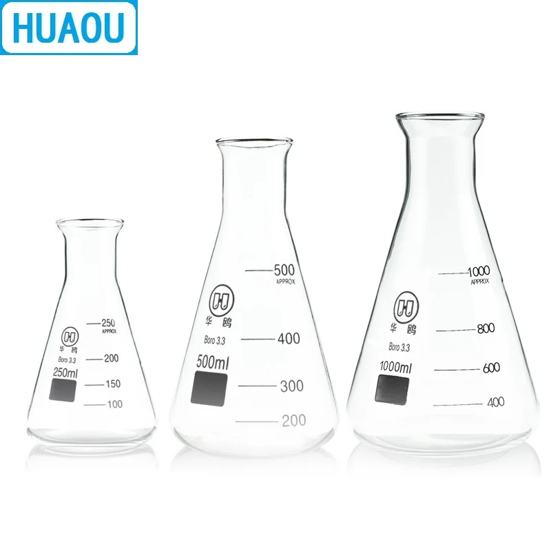 250/300/500mL Erlenmeyer Flask Borosilicate 3.3 Glass Conical Triangle Flask Laboratory Chemistry Equipment