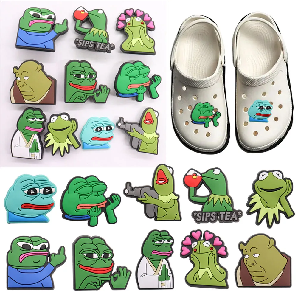 10PCS High Imitation PVC Shoe Charms Cartoon Shrek Croc Clogs Sandals  Garden Shoe Accessories Funny Jibz for Kids Boy Party Gift - AliExpress