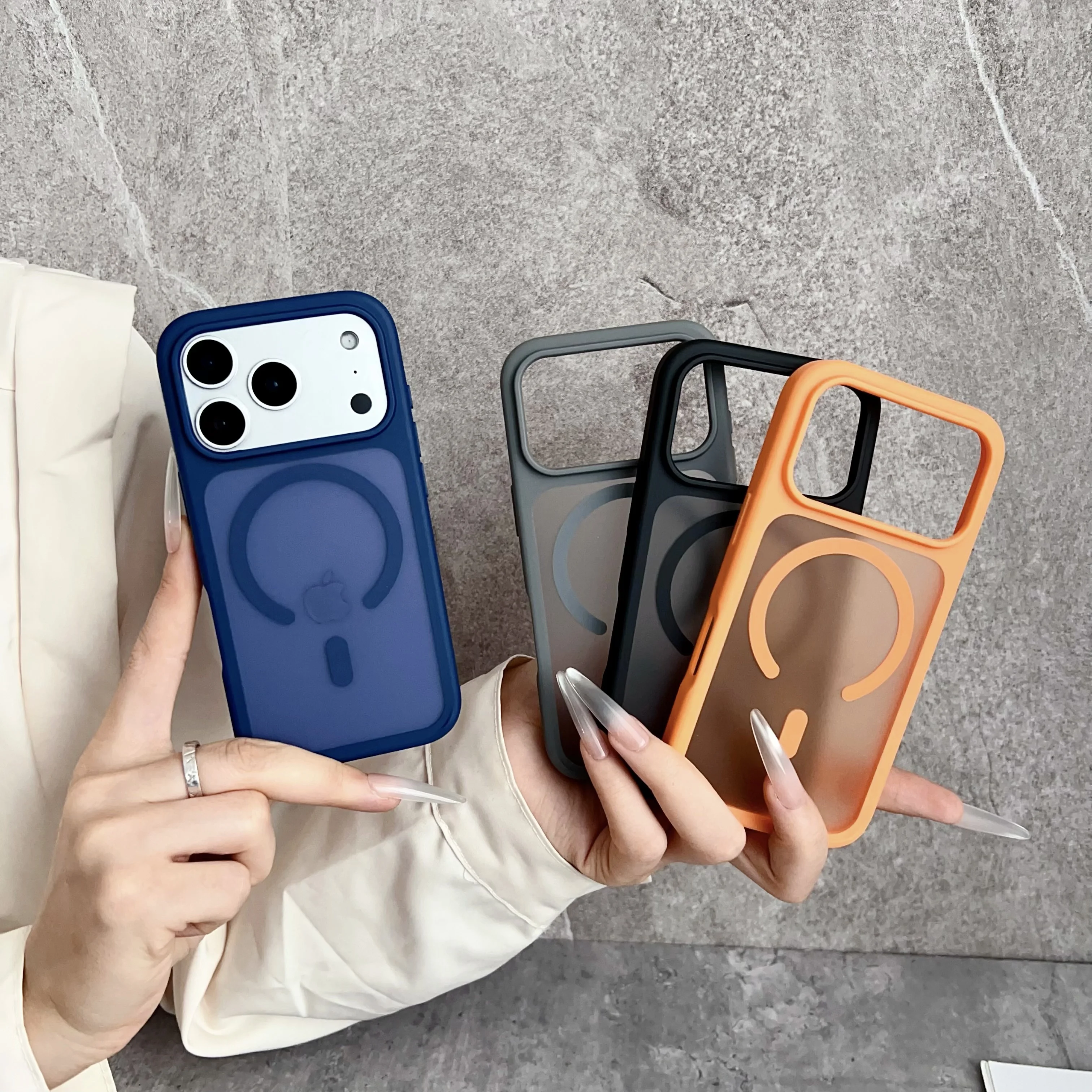 Translucent Matte Shockproof MagSafe Phone Case