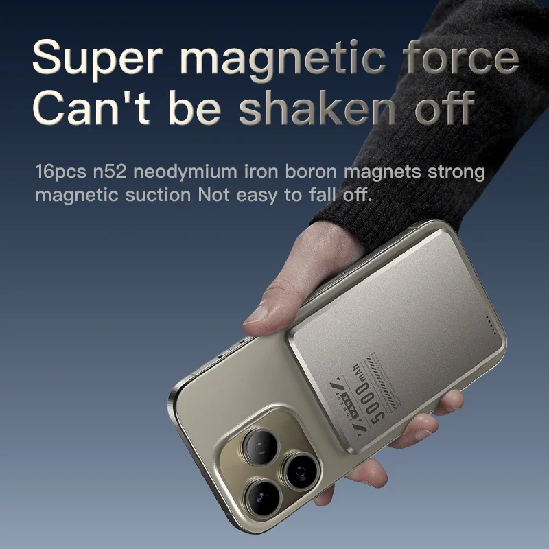 Power Bank Xiaomi Super Slim Magnetic 5000mAh Alloy Shell Battery Qi2 Fast Chargeing For MagSafe iPhone Samsung HUAWEI