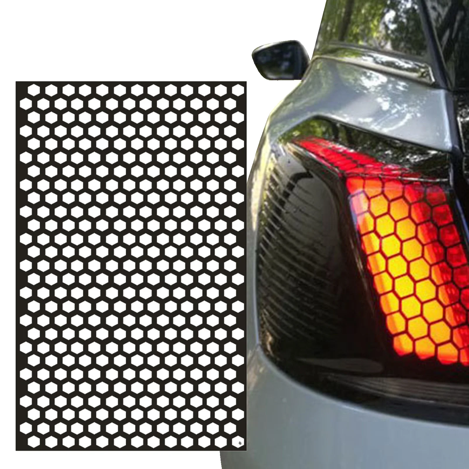 Car Tail Light Decals Honeycomb Type Smoke Film for Exterior