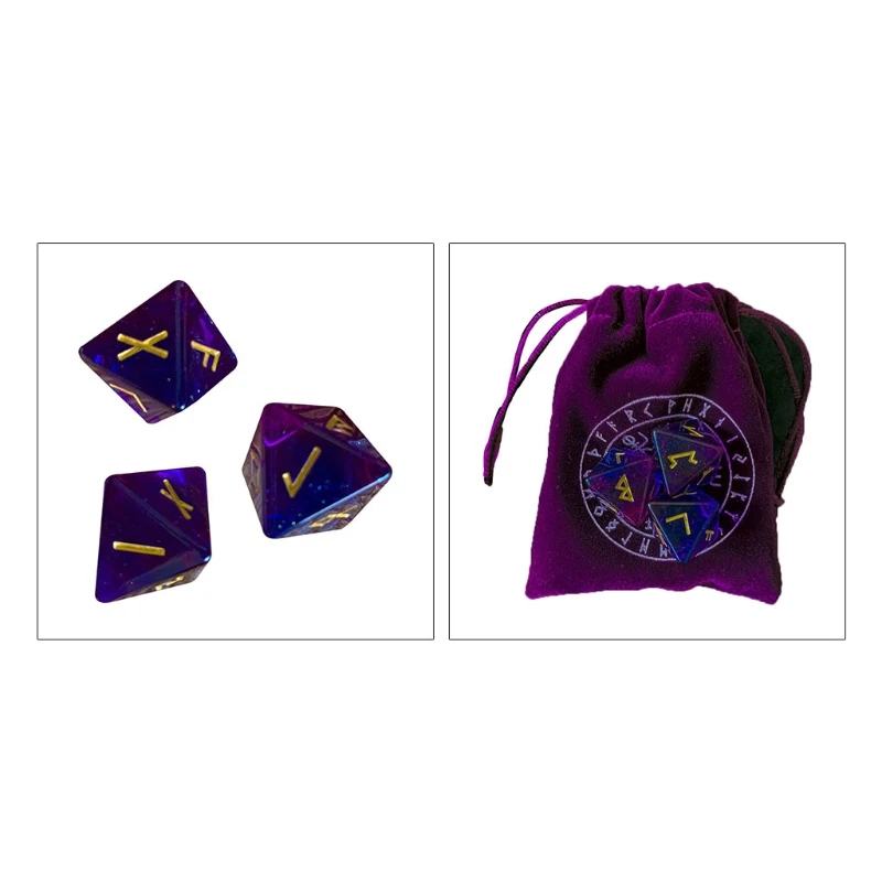 

3 Pcs 8-Sided Rune Resin Assorted Polyhedral Set Divination Table Board Roll Party Cards Playing Game Toy