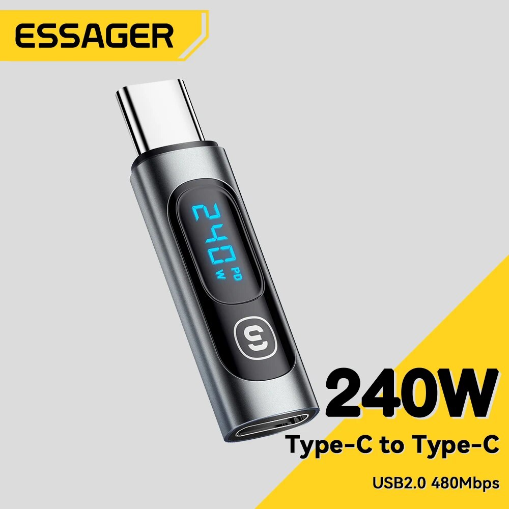 Essager USB 2.0 OTG Adapter 240W Fast Charging USB C To Type C Display Adapter OTG Connector For Samsung Xiaomi Huawei Lenovo