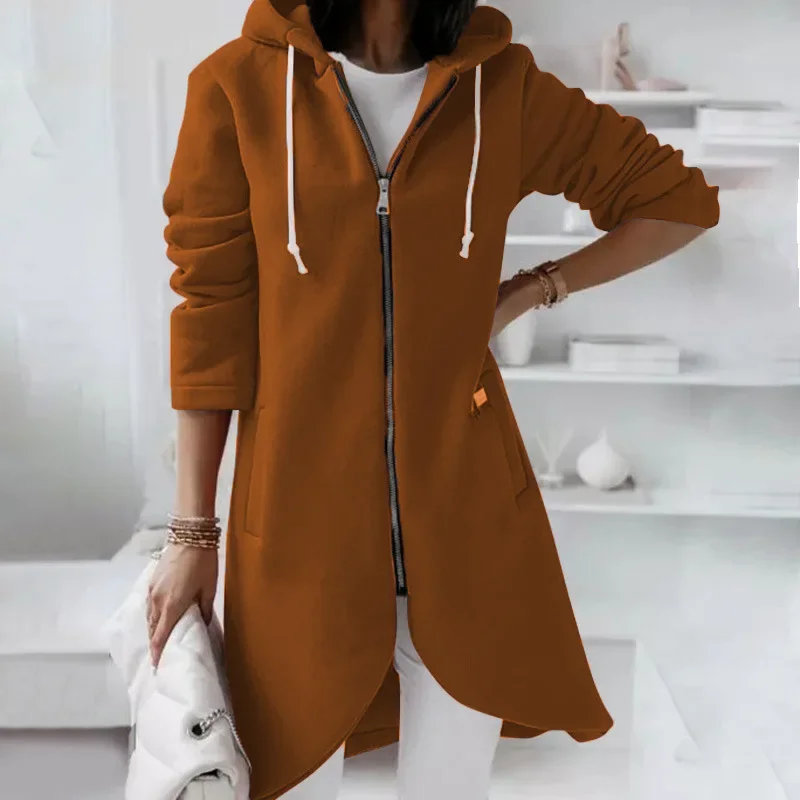 

2024 Spring Women's Hoodie Black Long Sleeve Plus Velvet Pockets Zippers Warm Hoodies Female Spring Trendy Casual Ladies Clothes