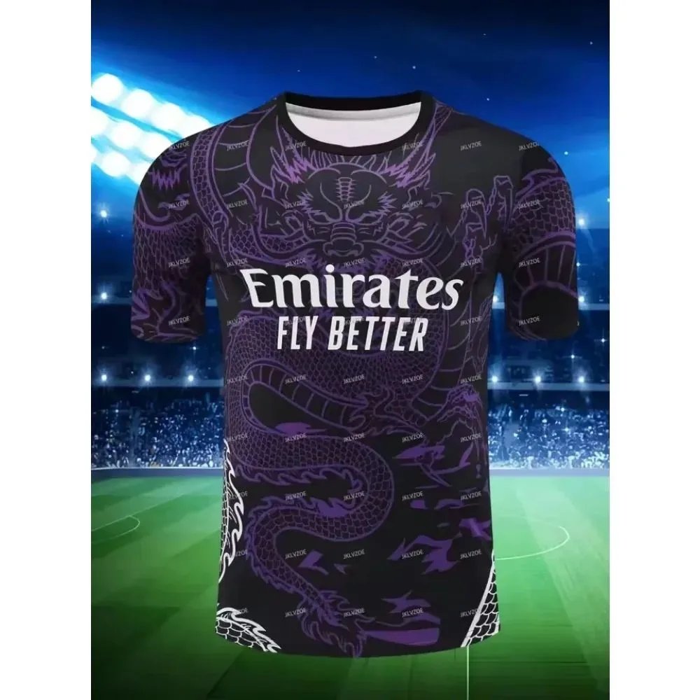 New men's football training quick drying jersey breathable round neck T-shirt letter printed outdoor top - Image 4