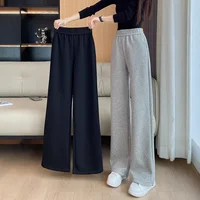 Grey Sports Wide Leg Pants Women's Spring Autumn Thin Straight Casual Sweatpants Comfortable Fashionable Female Trousers