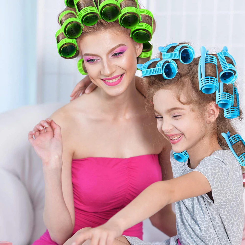 Heatless Hair Curlers Snap-on Self Grip Rollers Hairdressing Curls No Heat Curling for DIY Hairdressing Salon Hair Barber Tools