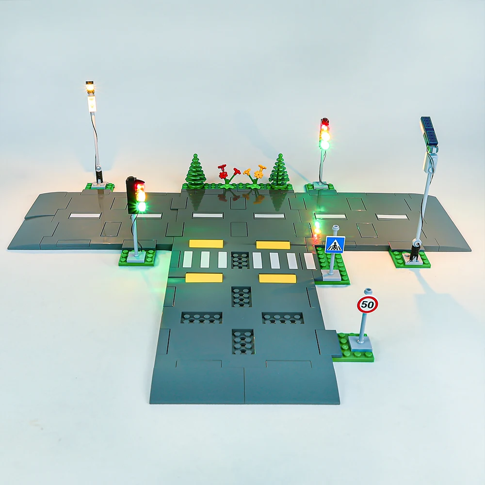 Kit Di Illuminazione A Led Per 60304 Piatti Di Intersezione Della Città Architettonica Blocco Di Costruzione Del Semaforo Di Corsie Mattoni Non Inclus