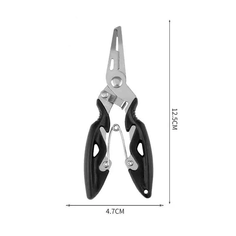 Description Picture 3 of itemMultifunctional Curved Mouth Road Sub Pliers Cutting Lines Uncoupling Fish Hooks Opening Coils Outdoor Fishing Tools Plier