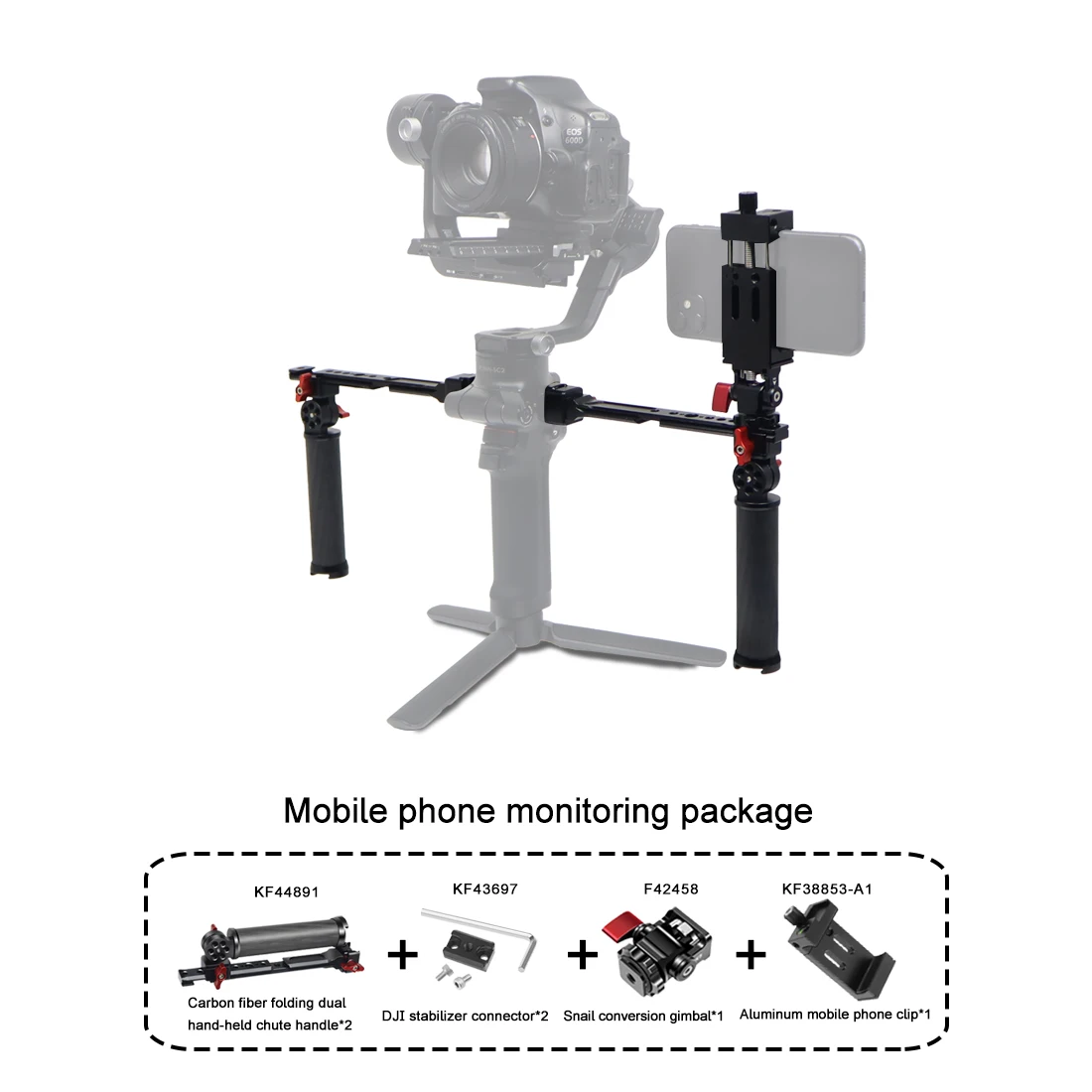 RS4 RS3 Mini RSC2 Gimbal Dual Carbon Handle Grip 180 Adjustable Clamp for Ronin
