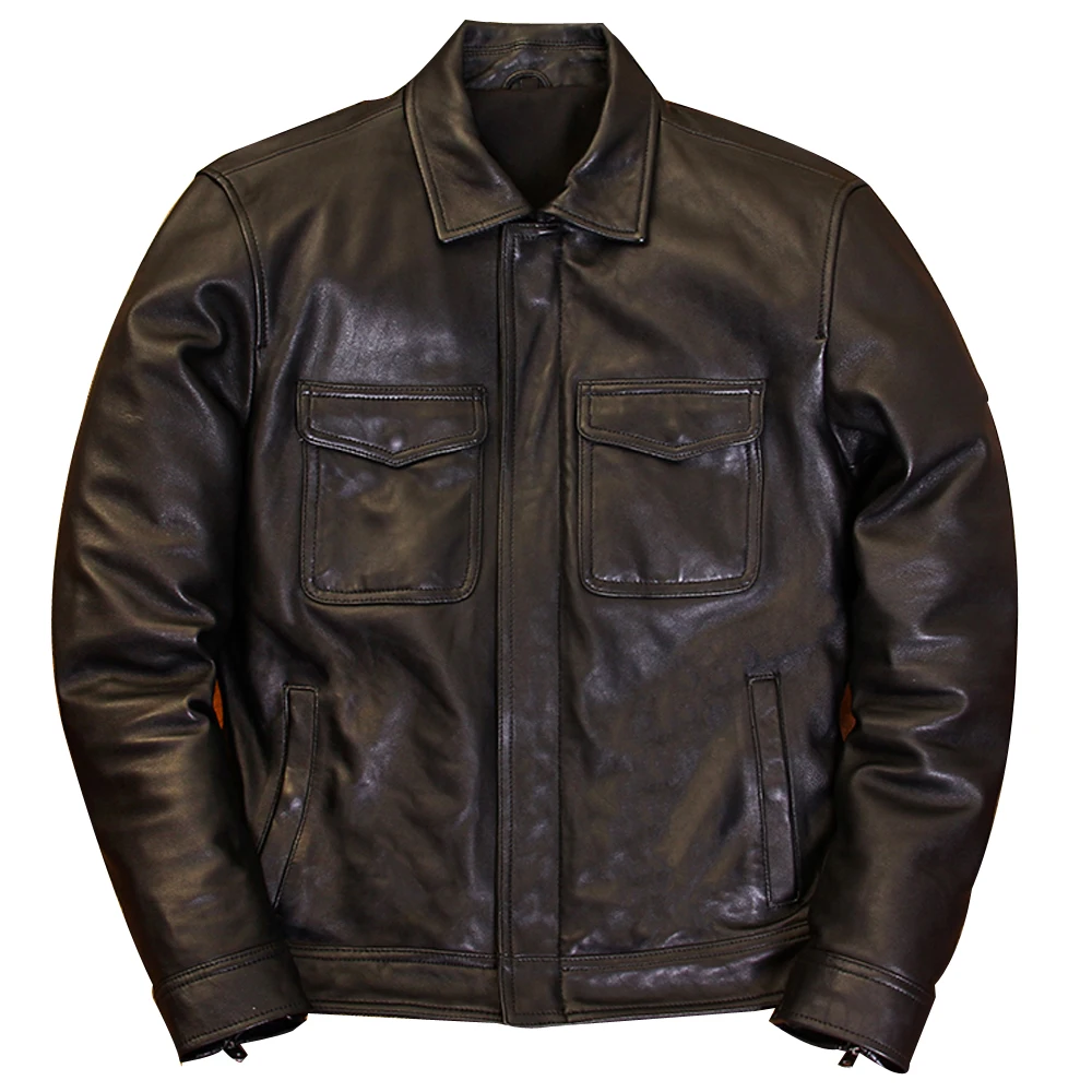 

Italian Imported Men Sheepskin Jacket Coat Motorcycle Clothing Genuine Sheep Leather Overcoats Bomber Topwear Coat New Arrivals