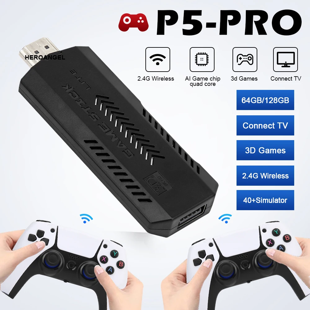 P5 PRO M8 Game Stick With Dual Wireless Controllers, 4K 4G, 41000 Games,  128GB Storage Perfect Christmas Gift For Boys Y6 Plus From Zhong04, $24.42